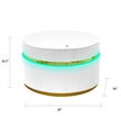 Tavi Coffee Table- 39 Inch Round Glass Top and LED Lit Gold Brim- White