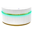 Tavi Coffee Table- 39 Inch Round Glass Top and LED Lit Gold Brim- White