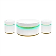 Tavi 3pc Coffee Table Set with 2 End Tables- Round Glass Top and LED- White