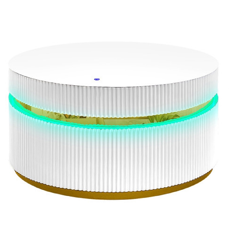 Tavi 3pc Coffee Table Set with 2 End Tables- Round Glass Top and LED- White