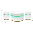 Tavi 3pc Coffee Table Set with 2 End Tables- Round Glass Top and LED- White