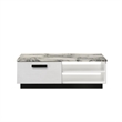 Sda Coffee Table- 47 Inch Faux Marble Top- Drawer and 2 Shelves- White