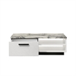 Sda Coffee Table- 47 Inch Faux Marble Top- Drawer and 2 Shelves- White