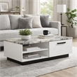Sda Coffee Table- 47 Inch Faux Marble Top- Drawer and 2 Shelves- White