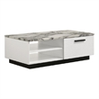 Sda Coffee Table- 47 Inch Faux Marble Top- Drawer and 2 Shelves- White