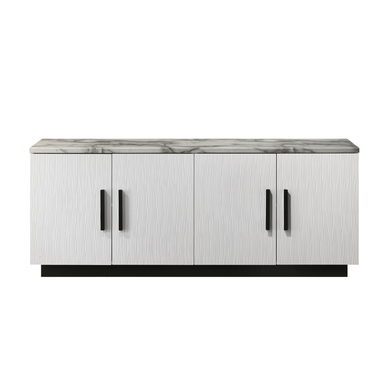 Sda Sideboard Buffet Console- 4 Doors with Adjustable Shelf- White 63 Inch