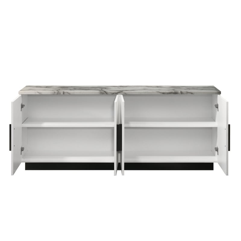 Sda Sideboard Buffet Console- 4 Doors with Adjustable Shelf- White 63 Inch