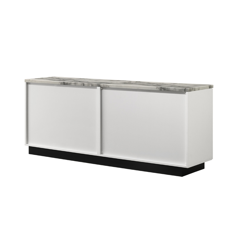 Sda Sideboard Buffet Console- 4 Doors with Adjustable Shelf- White 63 Inch