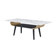 Nue Coffee Table- 47 Inch 3D Printed Glass Marble- Curved Shelf- White