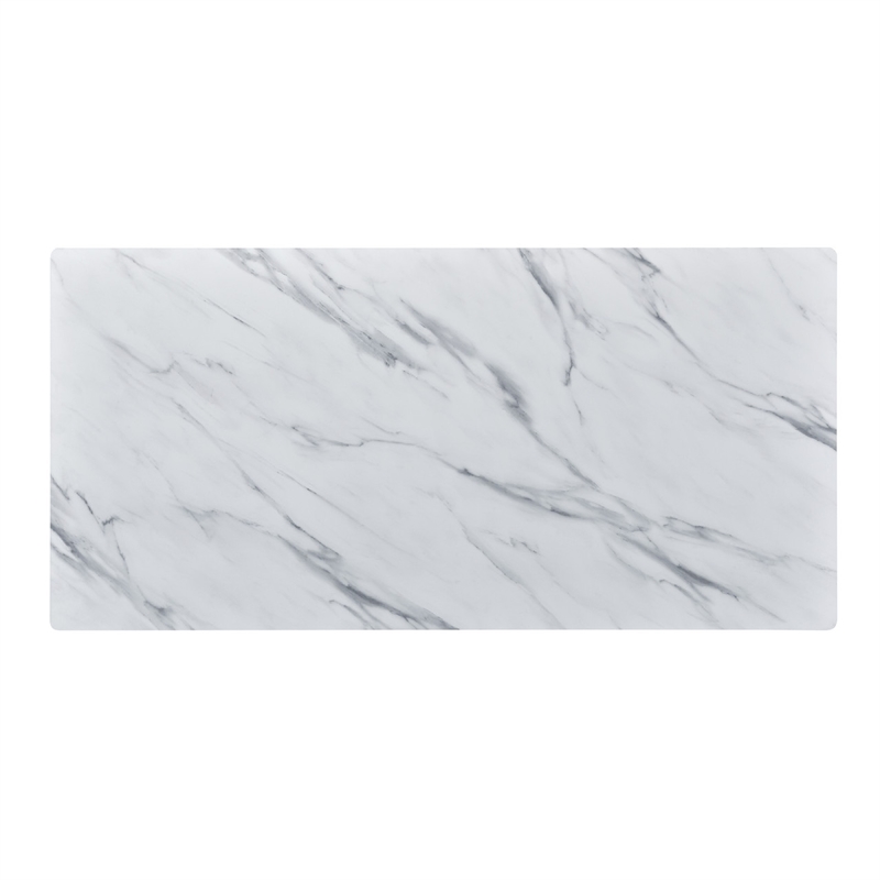 Nue Coffee Table- 47 Inch 3D Printed Glass Marble- Curved Shelf- White