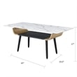 Nue Coffee Table- 47 Inch 3D Printed Glass Marble- Curved Shelf- White