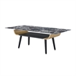 Nue Coffee Table- 47 Inch 3D Printed Glass Marble- Curved Shelf- Black