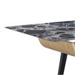 Nue Coffee Table- 47 Inch 3D Printed Glass Marble- Curved Shelf- Black