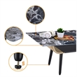 Nue Coffee Table- 47 Inch 3D Printed Glass Marble- Curved Shelf- Black