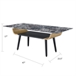 Nue Coffee Table- 47 Inch 3D Printed Glass Marble- Curved Shelf- Black