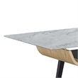 Nue Coffee Table- 47 Inch 3D Printed Glass Marble- Curved Shelf- Gray