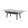 Nue Coffee Table- 47 Inch 3D Printed Glass Marble- Curved Shelf- Gray