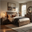 Queen Size Bedroom Set- Brown- Panel Design- 2-Piece Set with Bed and Nightstand