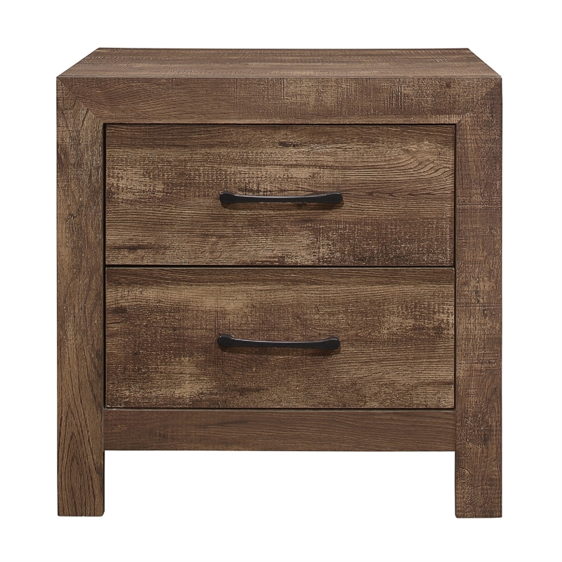 Queen Size Bedroom Set- Brown- Panel- 3-Piece Set with Bed and Two Nightstands