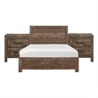 Queen Size Bedroom Set- Brown- Panel- 3-Piece Set with Bed and Two Nightstands