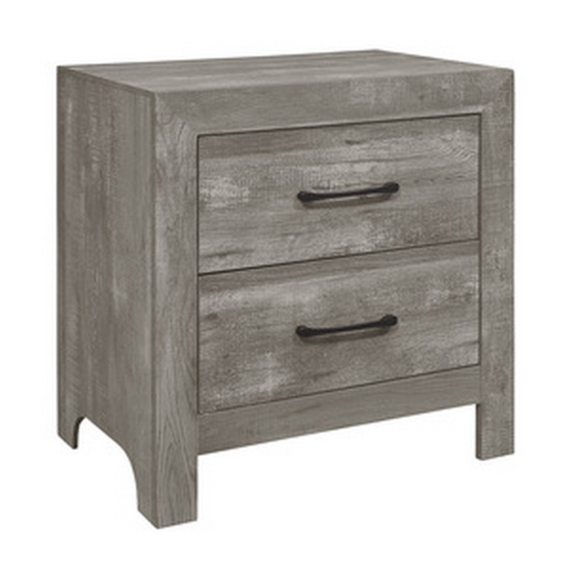 Full Size Bedroom Set- Gray Finish- 2-Piece Set with Bed and Nightstand