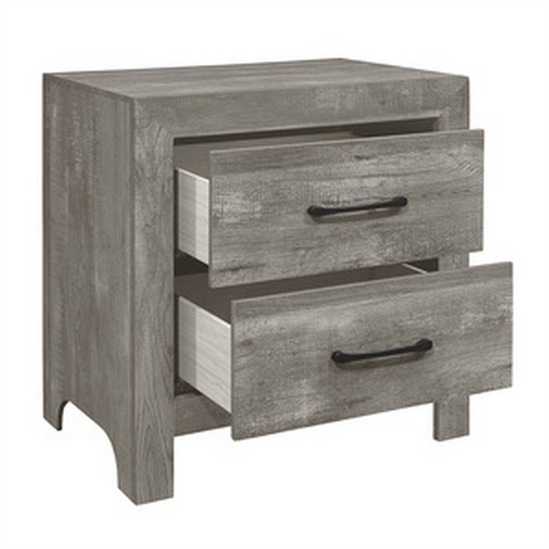Full Size Bedroom Set- Gray Finish- 2-Piece Set with Bed and Nightstand