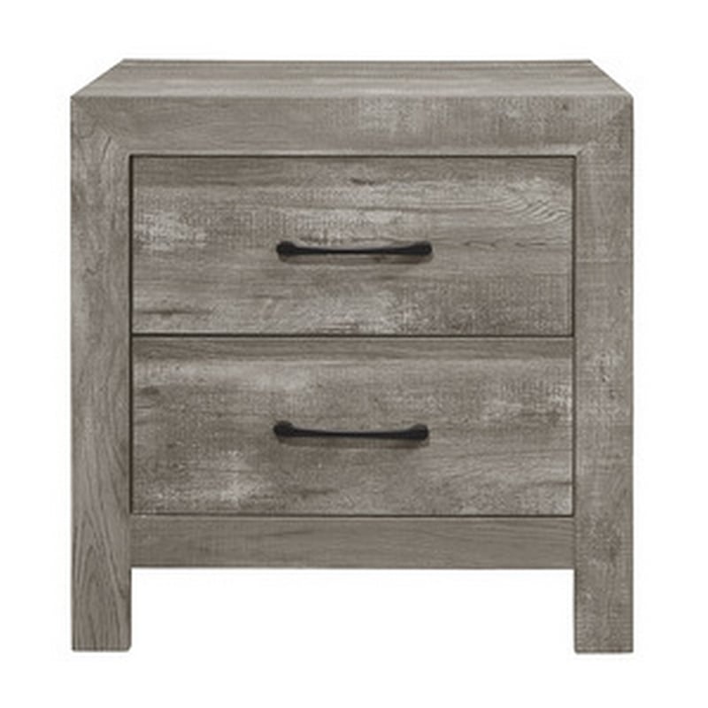 Full Size Bedroom Set- Gray Finish- 2-Piece Set with Bed and Nightstand