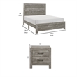 Full Size Bedroom Set- Gray Finish- 2-Piece Set with Bed and Nightstand