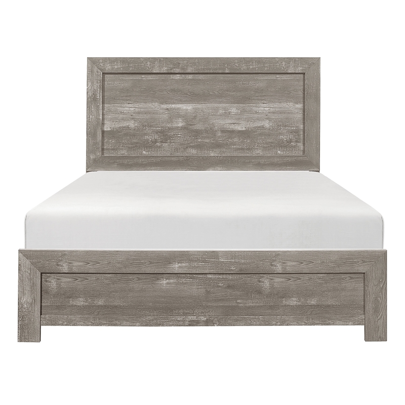 Queen Size Bedroom Set-Gray-Panel Headboard- 2-Piece Set with Bed and Nightstand
