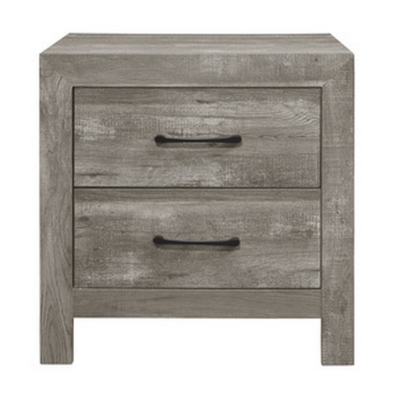 Queen Size Bedroom Set-Gray-Panel Headboard- 2-Piece Set with Bed and Nightstand