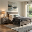 Queen Size Bedroom Set-Gray-Panel Headboard- 2-Piece Set with Bed and Nightstand