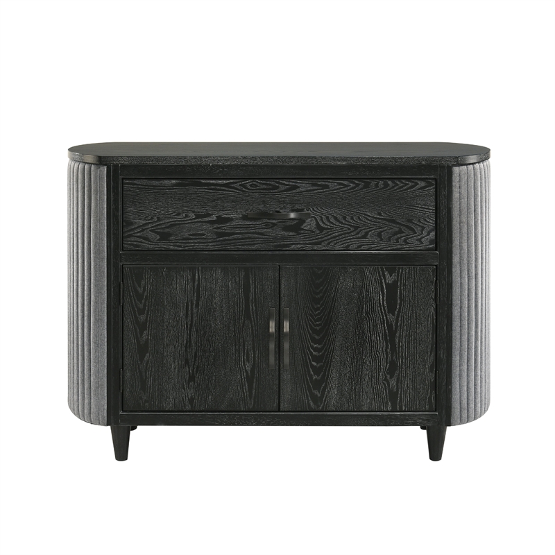 Sevy Sideboard Buffet Console with Retro Fabric- Black and Gray- 52 Inch