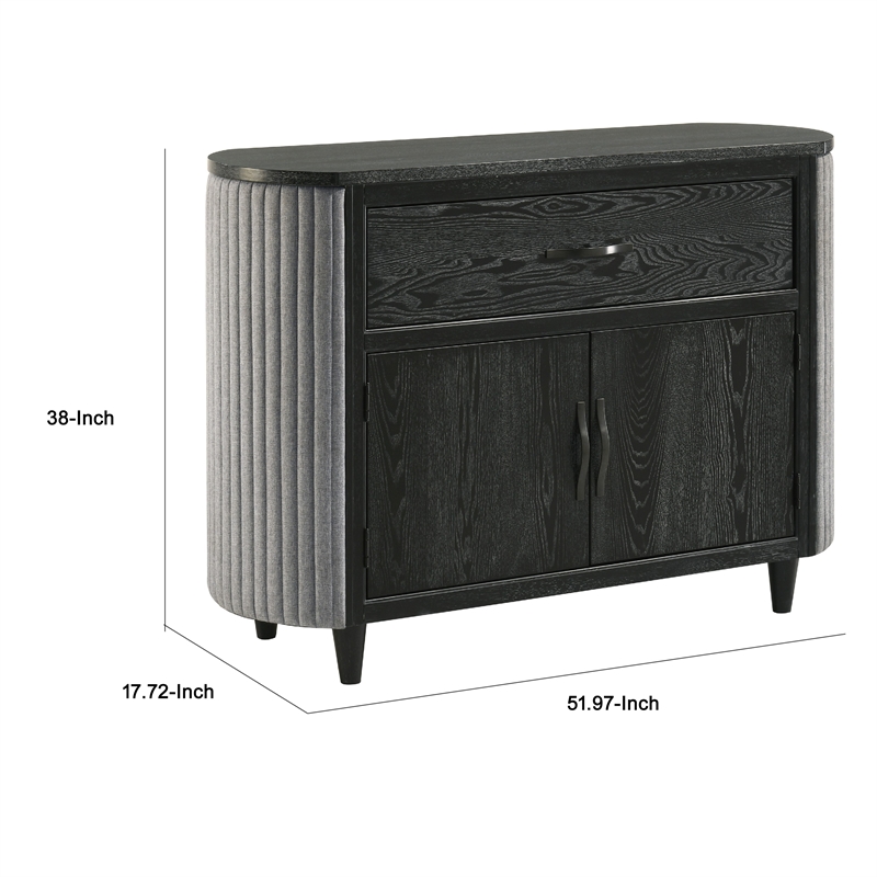 Sevy Sideboard Buffet Console with Retro Fabric- Black and Gray- 52 Inch