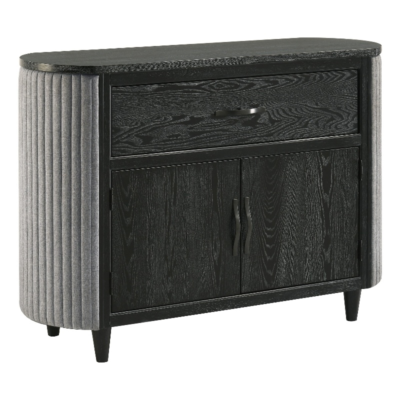 Sevy Sideboard Buffet Console with Retro Fabric- Black and Gray- 52 Inch