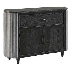 Sevy Sideboard Buffet Console with Retro Fabric- Black and Gray- 52 Inch