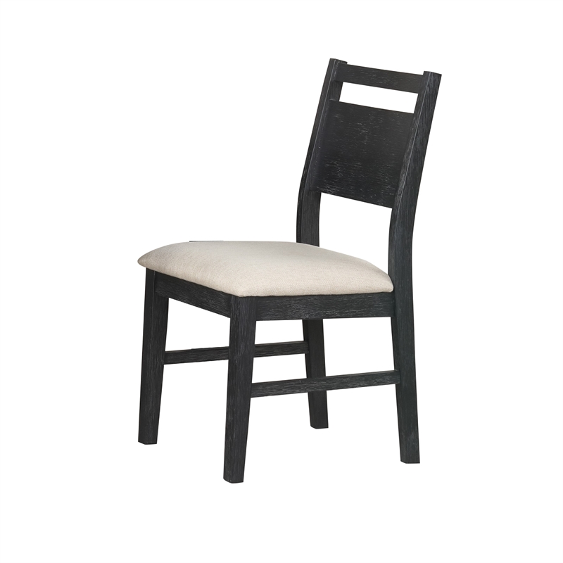Saby 5pc Dining Table Set- 4 Side Chairs- Black Rubberwood- Light Brown