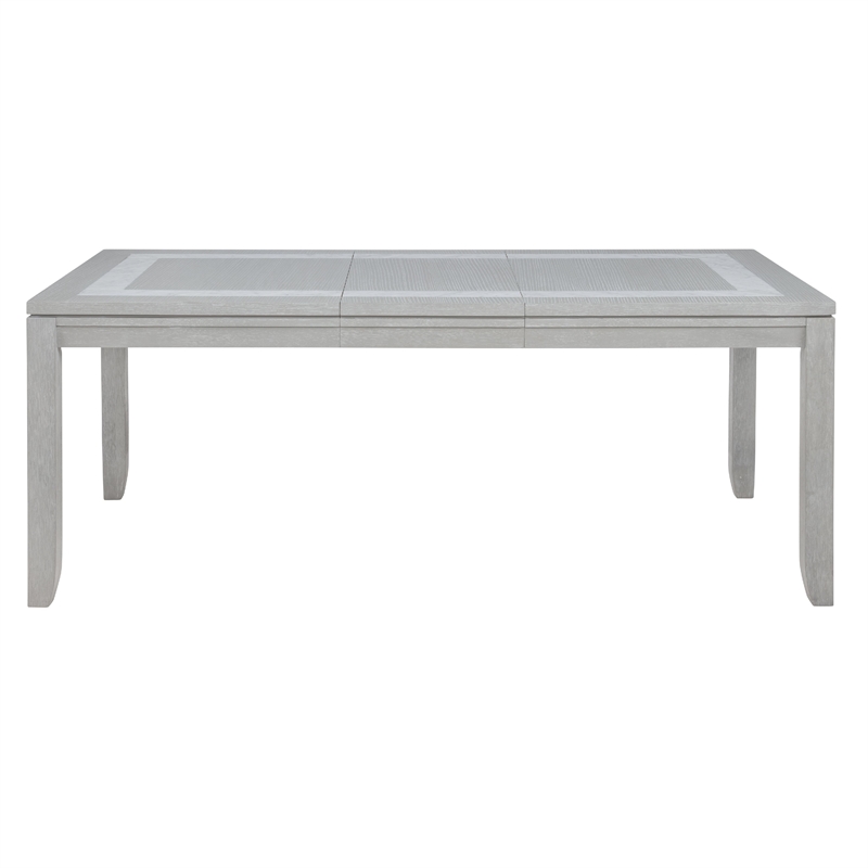 Ion Dining Table- Gray Rubberwood- White Marble Inlay- 78-102 Inch