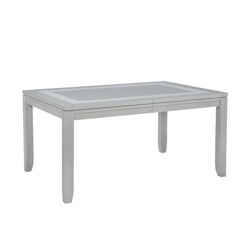 Ion Dining Table- Gray Rubberwood- White Marble Inlay- 78-102 Inch