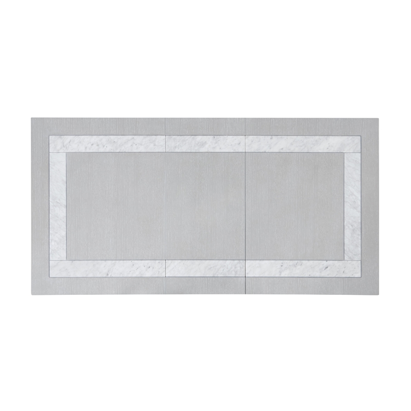 Ion Dining Table- Gray Rubberwood- White Marble Inlay- 78-102 Inch