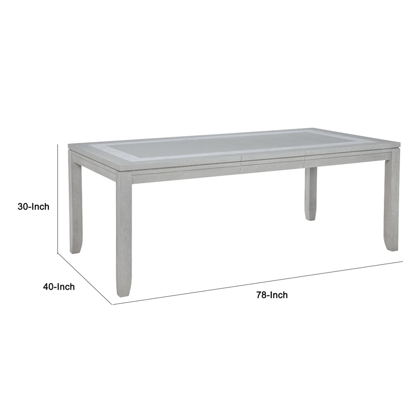 Ion Dining Table- Gray Rubberwood- White Marble Inlay- 78-102 Inch