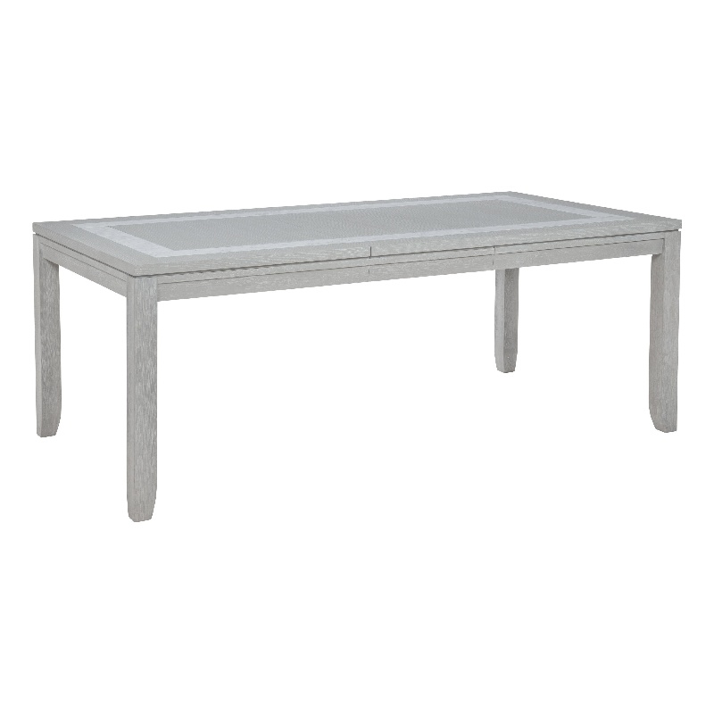 Ion Dining Table- Gray Rubberwood- White Marble Inlay- 78-102 Inch