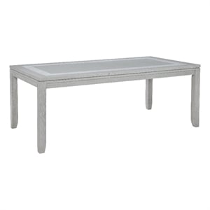 Ion Dining Table- Gray Rubberwood- White Marble Inlay- 78-102 Inch