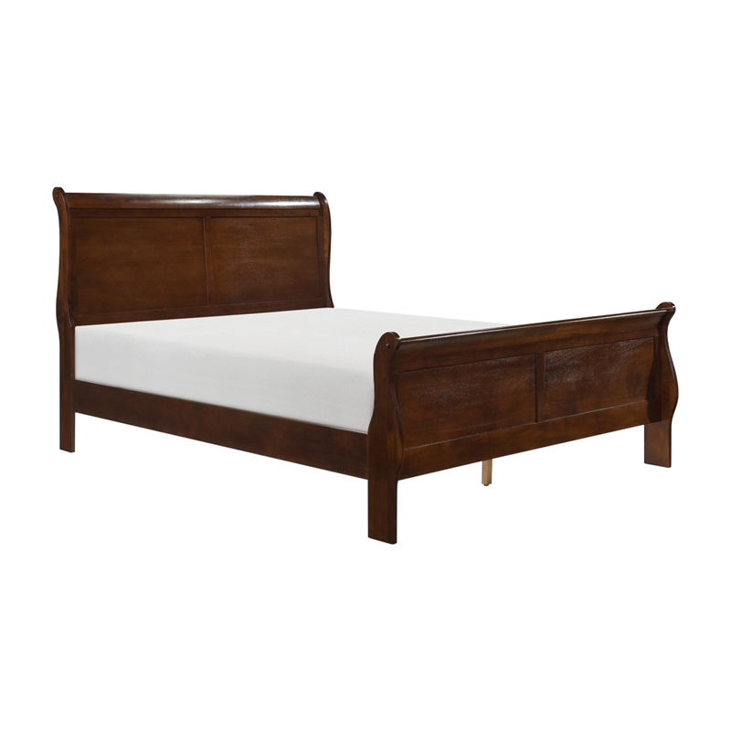 Queen Size Bedroom Set- Brown Finish- 2-Piece Set with Bed and Nightstand