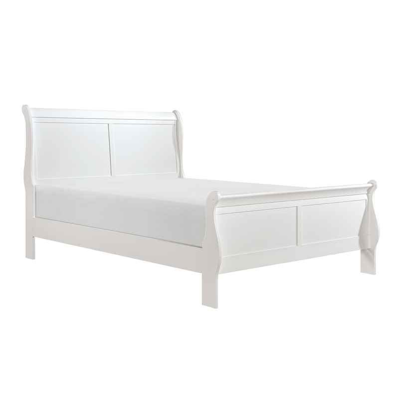 Full Size Bedroom Set- White Finish- 2-Piece Set with Bed and Nightstand