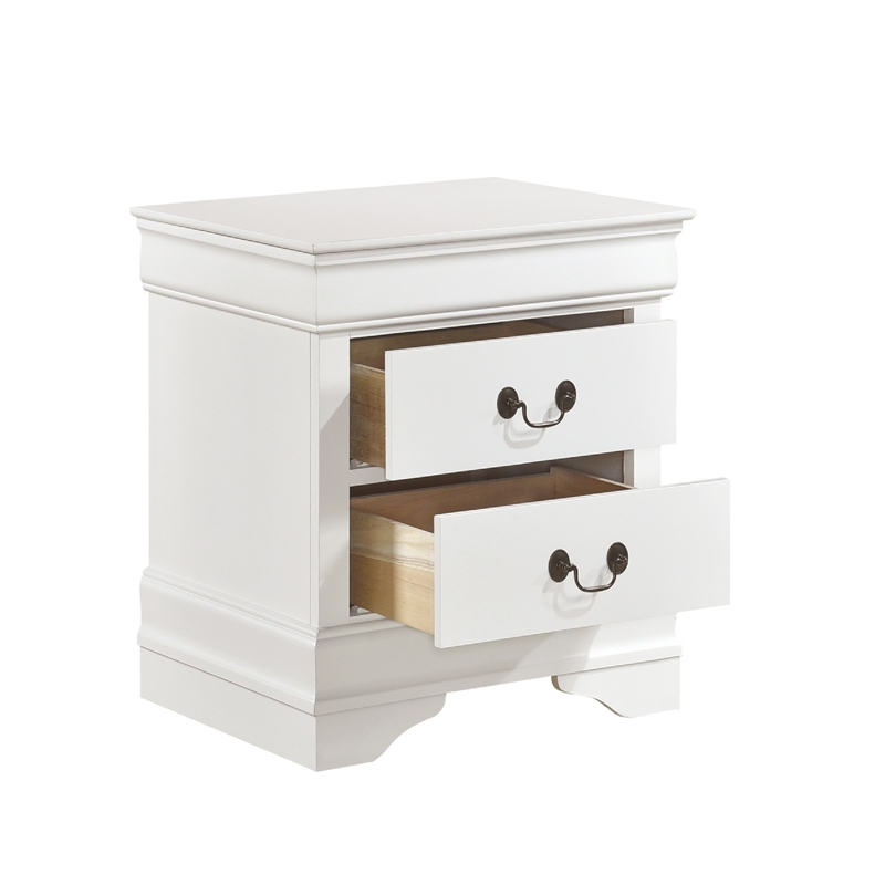 Full Size Bedroom Set- White Finish- 2-Piece Set with Bed and Nightstand