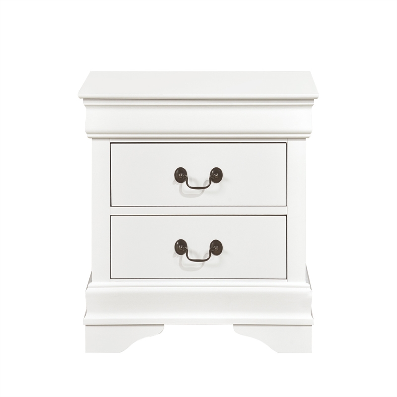 Full Size Bedroom Set- White Finish- 2-Piece Set with Bed and Nightstand