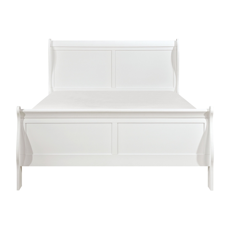 Full Size Bedroom Set- White Finish- 2-Piece Set with Bed and Nightstand