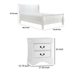 Full Size Bedroom Set- White Finish- 2-Piece Set with Bed and Nightstand
