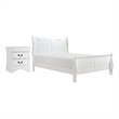 Full Size Bedroom Set- White Finish- 2-Piece Set with Bed and Nightstand