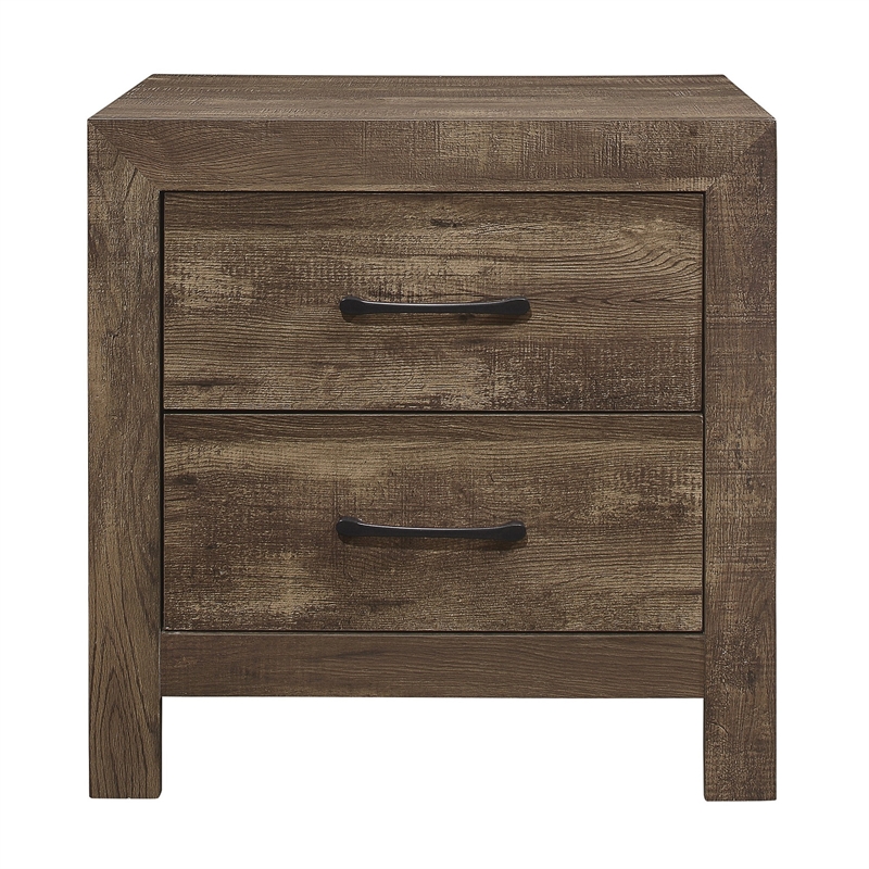 Full Size Bedroom Set- Brown-Panel Design-2-Piece Set with Bed and Nightstand